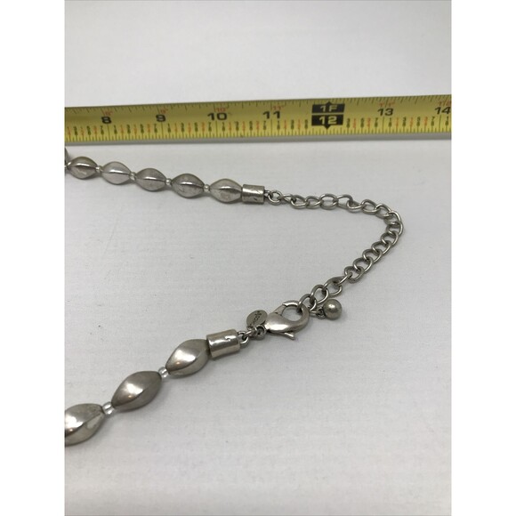 CHICO'S Necklace Silver Tone Bib Statement Beads Beaded Metallic - Picture 6 of 12